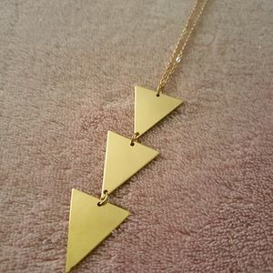 Long necklace, gold plated, triangles
